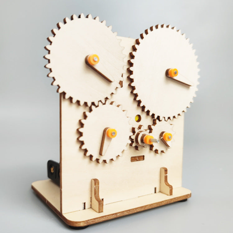 Primary school students' creative handmade inventions, technological small productions, DIY gear transmission, children's wooden assembled scientific and educational toys