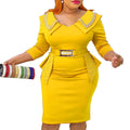 new african cross-border fashion: women's short-sleeve, bodycon, beaded, professional-style dress