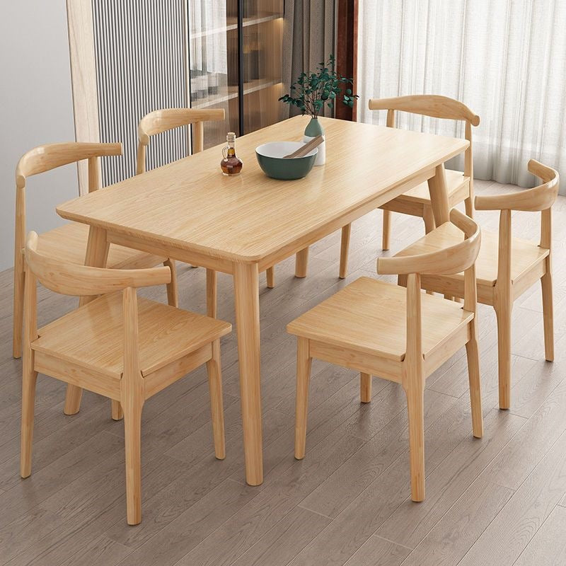 Nordic solid wood dining table modern casualaccessible luxury rectangular japanese table and chair combination dining table for home small apartment