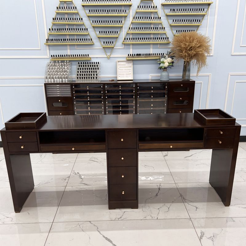 Black walnut retro style manicure table workbench with drawers cabinet multi-functional manicure table and chair set vintage