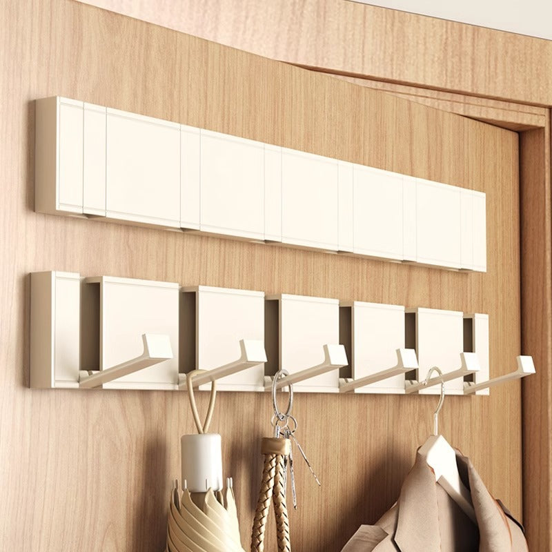 Milk white aluminum alloy hook clothes hook hidden foldable row hook entrance door wall hanging clothes hook punched fixed clothes hanger