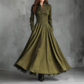 European and american cross-border  independent station french retro high-end faux suede lace trim patchwork shirt dress