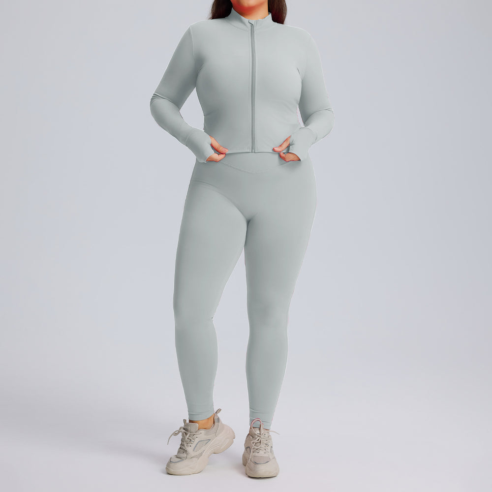 European and american plus size long sleeve yoga outfit set - women's high elasticity quick-dry activewear three-piece set - new autumn/winter fitness apparel