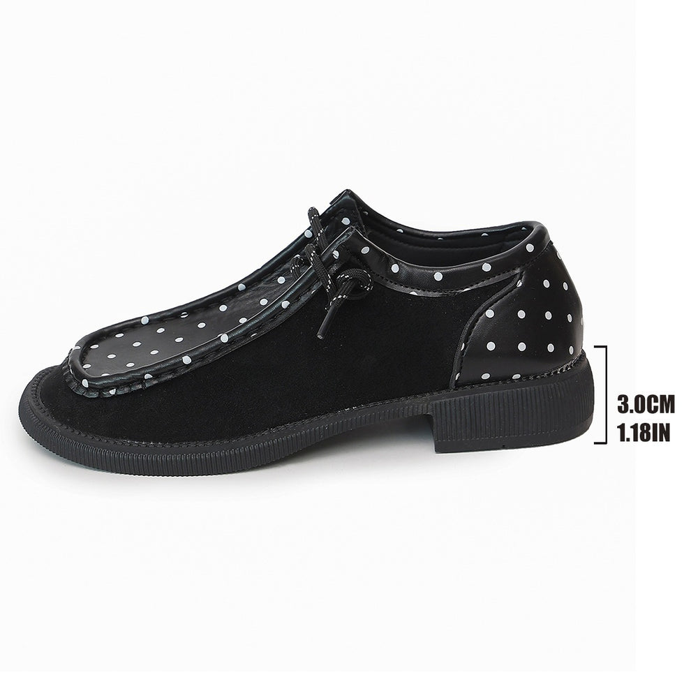 plus size spring autumnew arrivalfashionpolka dot women's shoes  round toe thick heel tie backcasualflats women's wholesale