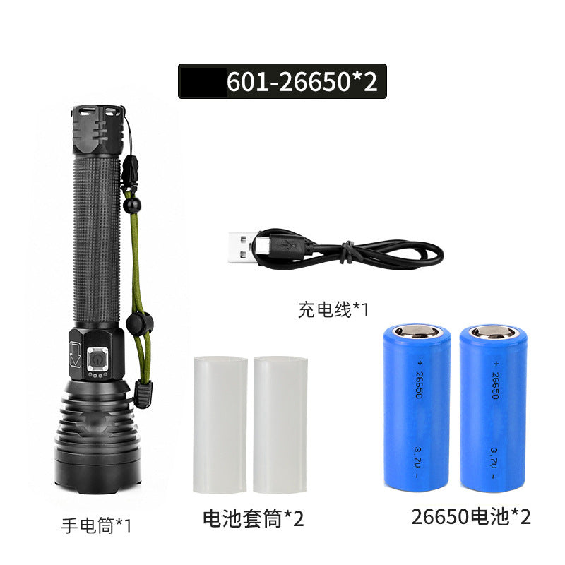 Cross-border P70 strong light flashlight outdoor waterproof USB charging retractable zoom high power LED flashlight