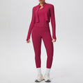 Cloud-feel quick-dry zip-up jacket high-waisted yoga leggings set - outdoor casual running fitness activewear 3-piece set