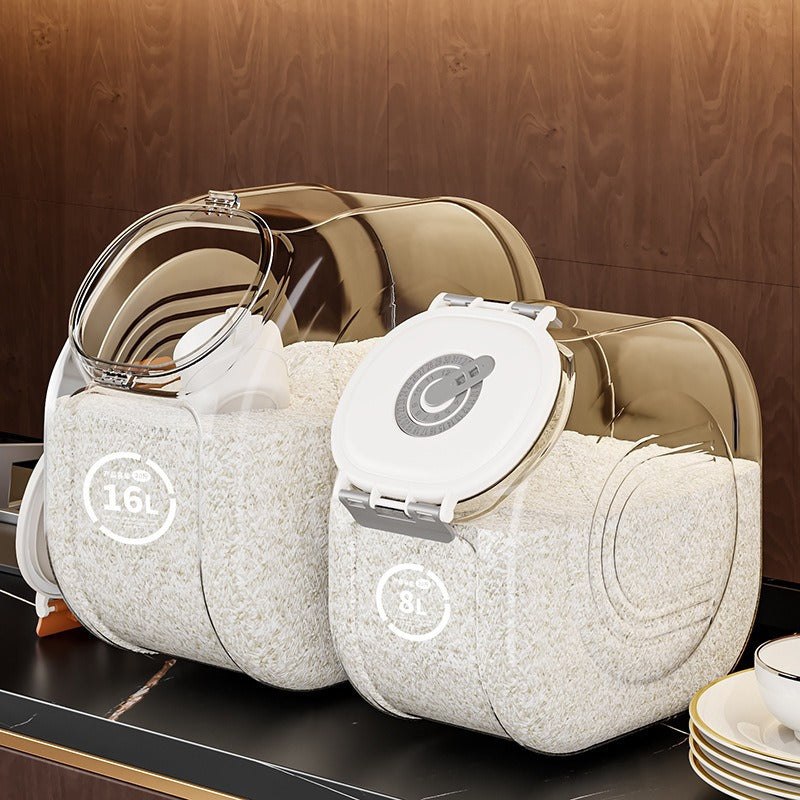 Household rice bucket 5kg 10kg rice box food grade transparent grain bucket insect-proof and moisture-proof sealed rice bucket