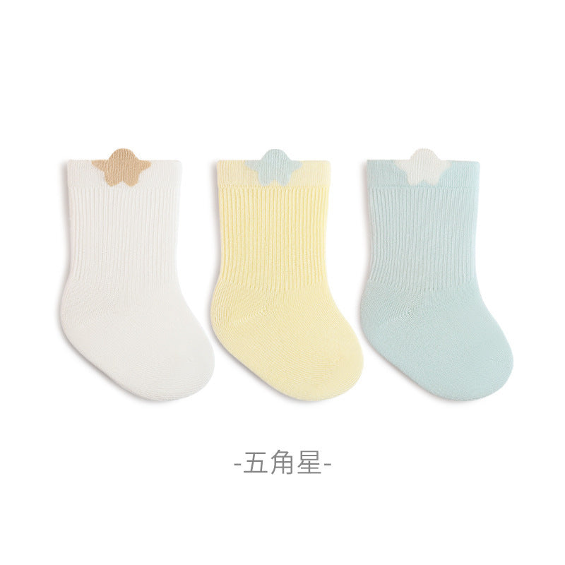 Babylon three-pair kids socks combed cotton breathable baby knee socks socks candy color boneless infant socks