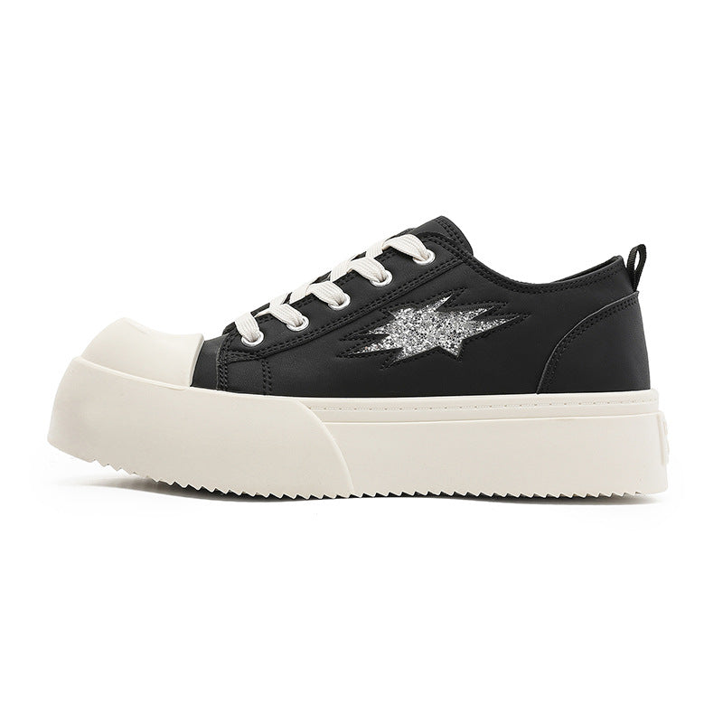 Mickey big head lightning derby shoes men 2026new arrivalthick sole heightened black warrior casual low ankle sneakers sports shoes