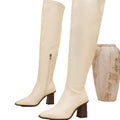 white petites thick high heels over-the-knee long skinny boots plus size leg cover thin legs calf knee high women's boots