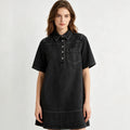 foreign trade new arrivalsummernew arrival denim dress lapel thin short-sleeved loose shirt casual style