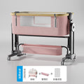 Aluminum alloy baby crib convertible to big bed, multifunctional portable folding children's bed, newborn baby bed with changing table