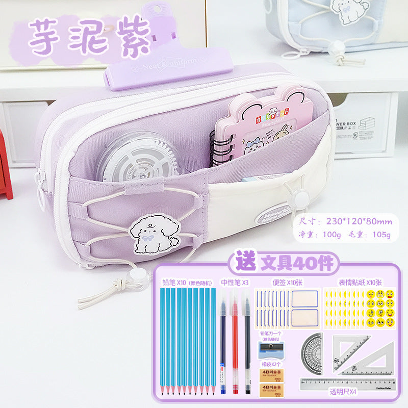 2024 new bread pencil case large-capacity drawstring design sense niche high-value stationery box junior high school pencil case