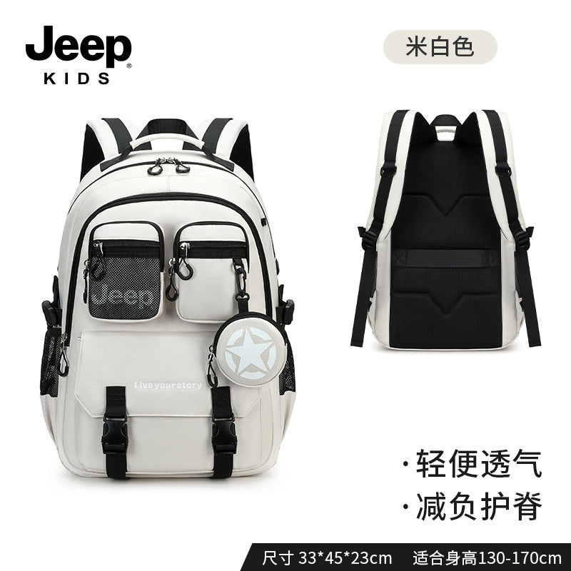 Jeep boys' backpack - new 2026 model for elementary school students (grades 3-6) - lightweight, spine-protecting school bag for girls and boys