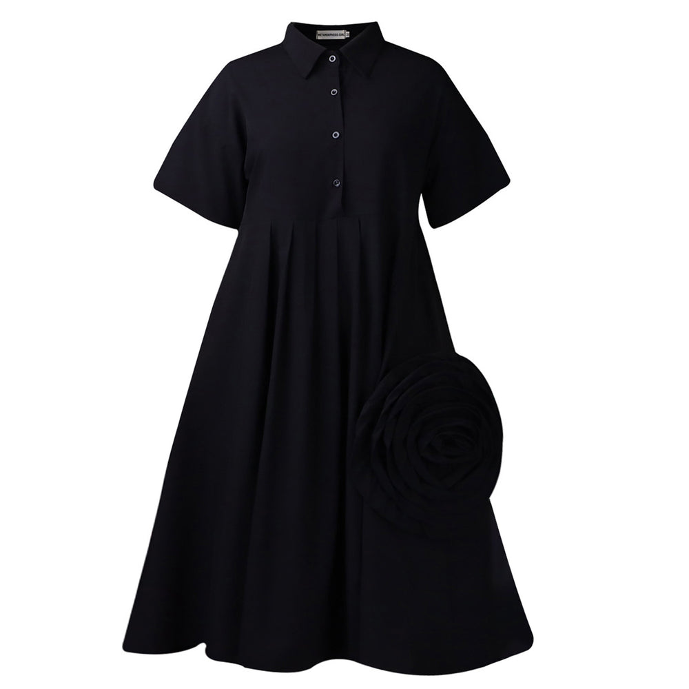 D3338 cross-border supply, export fashion, european and american clothing,  short-sleeved solid color a-line skirt, african shirt dress