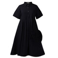 D3338 cross-border supply, export fashion, european and american clothing,  short-sleeved solid color a-line skirt, african shirt dress