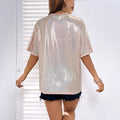 Pre-sale 53131#  cross-border fashion ins high-end sequined short-sleeved t-shirt