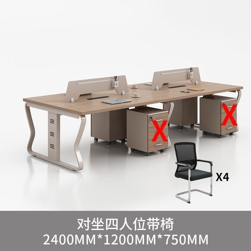 Computer desk and chair set - modern minimalist conference table for meetings, partitioned multi-person office desk for employees