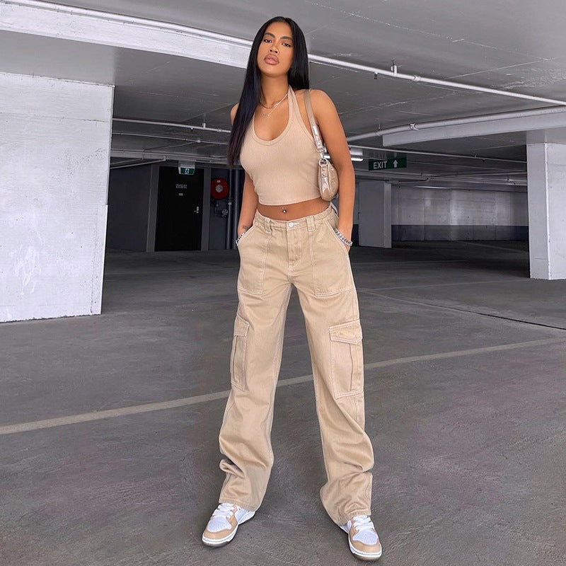 Ebay fashion cross-border  new arrival denim semi-elastic design stylisheasiest for matchworkwear pants  women's fashion