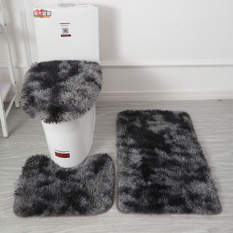 Custom tie-dye plush toilet seat cover set - non-slip floor mats & absorbent bathroom accessories - hot selling on
