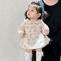Summer infant romper dress set - baby girl sweet pink cartoon dress outfit