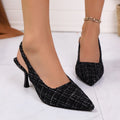 High heels women's shoes 2026 summernew arrivalk-style small fragrant style pointed toe high heels women's back elastic toe sandals