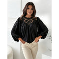 Aliexpress new arrival: round neck long sleeve ruffle collar pleated top blouse