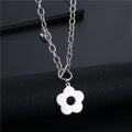 Titanium steel texture flower pendant female trendy casual disco high-end texture clavicle chain necklace sweater chain necklace