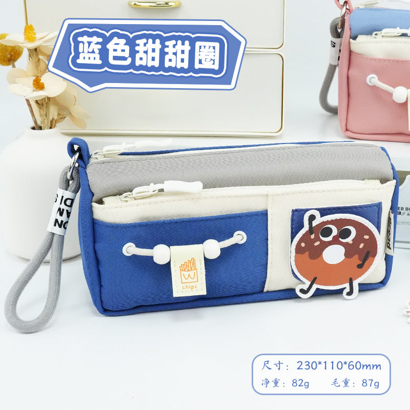 cute cute puppy large-capacity pencil case double-layer stationery pencil case for primary school students high-value stationery box design sense