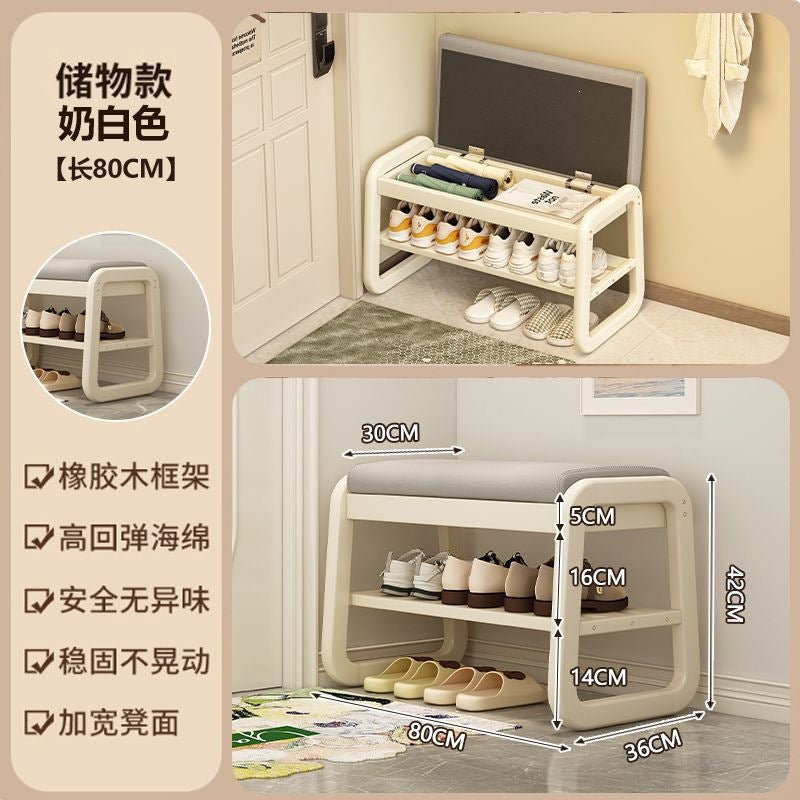 For home door shoe changing stool solid wood light luxury can sit shoe cabinet stool all-in-one entrance door extremely narrow can store shoe stool