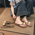 Trendy leopard print flip-flops for women - new summer fashion, versatile, thick-soled, non-slip, lightweight beach sandals