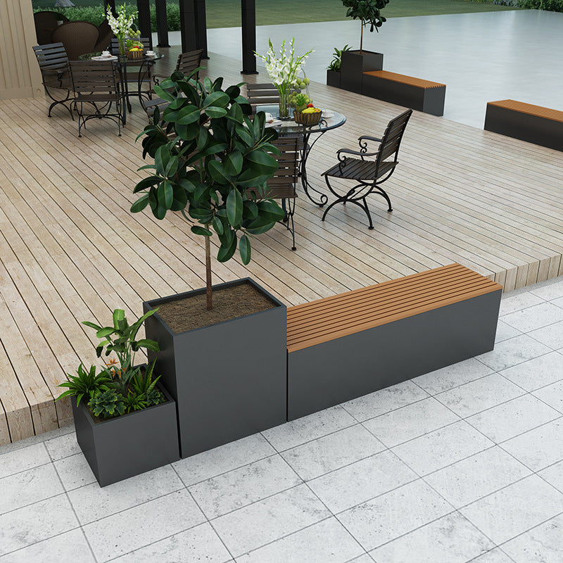 Outdoor wrought iron flower box Sales department Plaza integrated flower slot Leisure seat Commercial street landscape Stainless steel flower pool