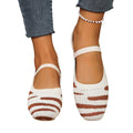 Amazon spring/summer new arrivals: european and american style plus size square toe flat striped knit loafers - wholesale