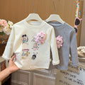 New girls' spring/autumn 3d cartoon casual sweatshirt - versatile korean style fashion top for baby girls - children's clothing