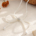 Bow choker necklace female fashion elegantsweet imitation pearl string chain niche styleclassy fairy style necklace