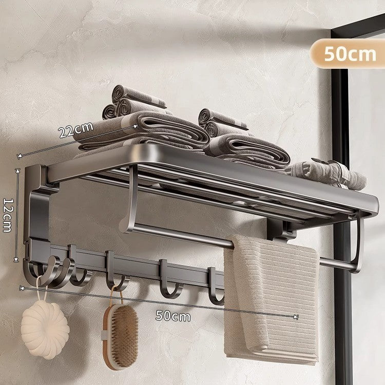 No punching gun gray towel storage rack bathroom space aluminum bath towel rack bathroom bathroom hardware pendant suit