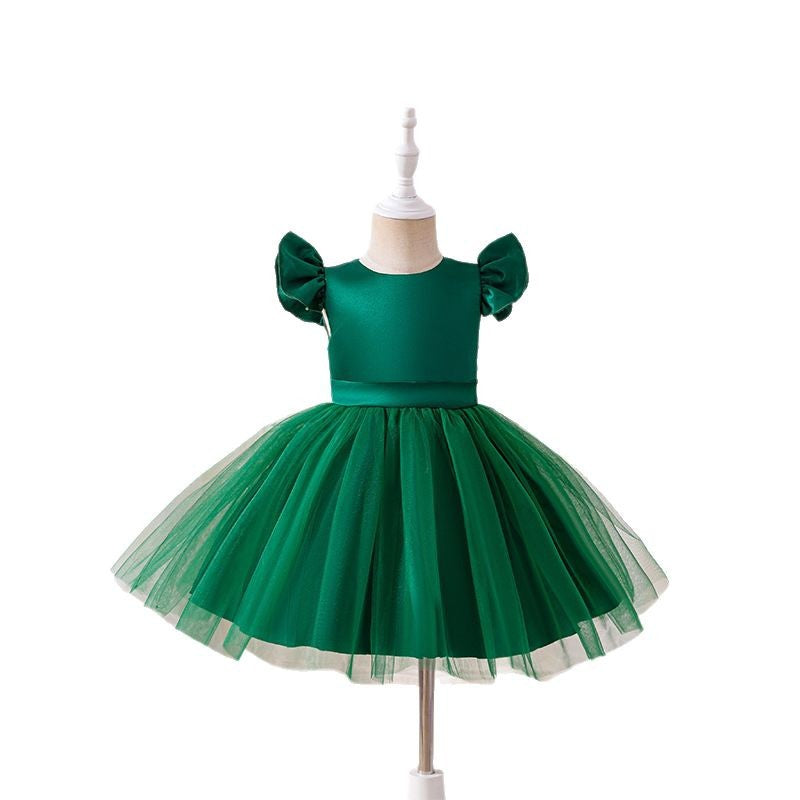 Girls' princess tutu dress flower girl dress kids' piano performance costume host outfit little girl's dress