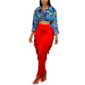 European and american export women's clothing:  casual sexy side-slit irregular tassel solid color butt-lifting midi skirt