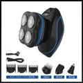 8w electric shaver with washable floating head, razor, battery life indicator, led display, rotary shaving, wet & dry use