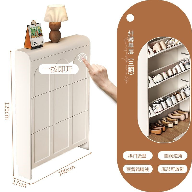 Cream style tipping shoe cabinet for home door entrance door entrance cabinet all-in-one space-saving ultra-thin multi-layer storage shoe rack