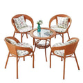 Balcony for home small coffee table house courtyard rattan tea table and chair combination outdoor open-air rattan chair three-piece small round table