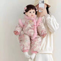 Newborn baby girl cute princess full moon baby fall and winter chinese style jumpsuit han dynasty thickenedcute outing clothes