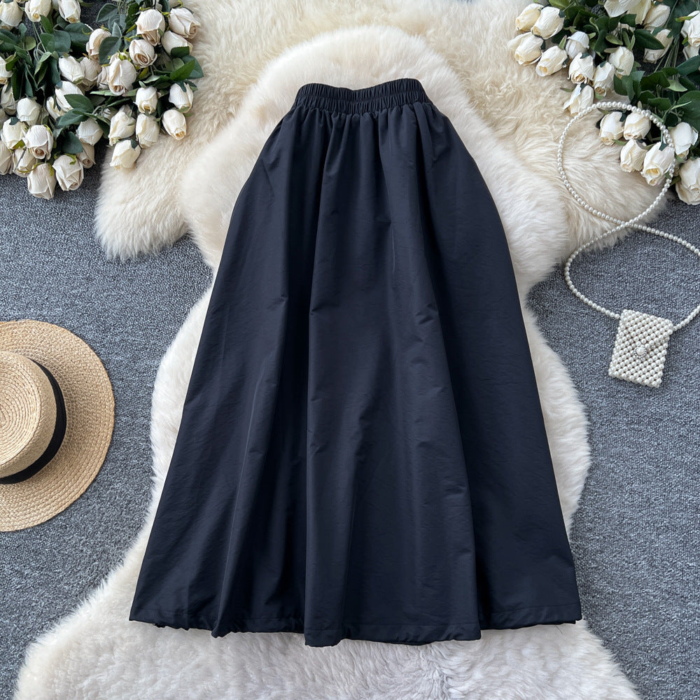 Literaryeasiest for match denim patchwork skirt for women autum lazy style casualeasiest for matchhigh waist large swing mid-length skirt