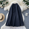 Literaryeasiest for match denim patchwork skirt for women autum lazy style casualeasiest for matchhigh waist large swing mid-length skirt