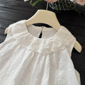 Summer girls' new embroidered cherry sleeveless blouse, stylish and trendy baby girl's clothes, kids' tops, children's fashion apparel
