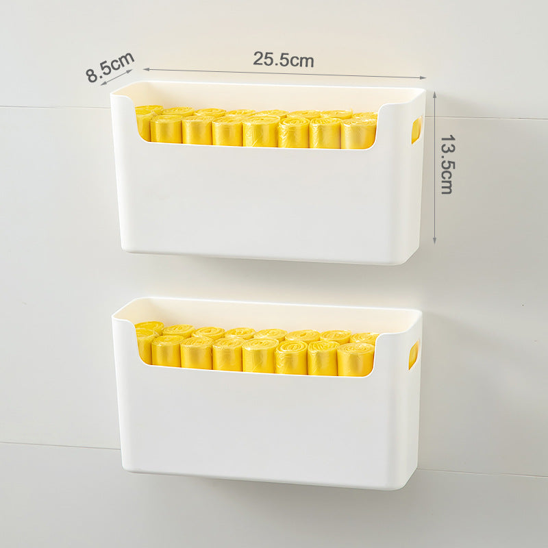 Household kitchen toilet garbage bag storage box wall-mounted artifact plastic bag non-punching plastic wrap storage box