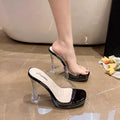 11cm super high heels catwalk model car show catwalk shoes transparent crystal sandals fish mouth waterproof platform thick heel sandals