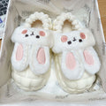 Women's winter slippers with heel, cute bunny design, indoor home use, couple's warm slippers for autumn and winter