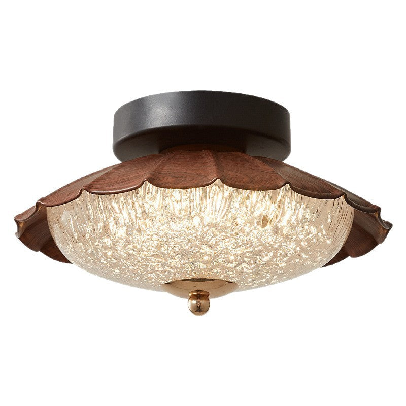 Vintage corridor aisle light Japanese-style cloakroom entrance entrance light medieval walnut pattern balcony ceiling light lamp