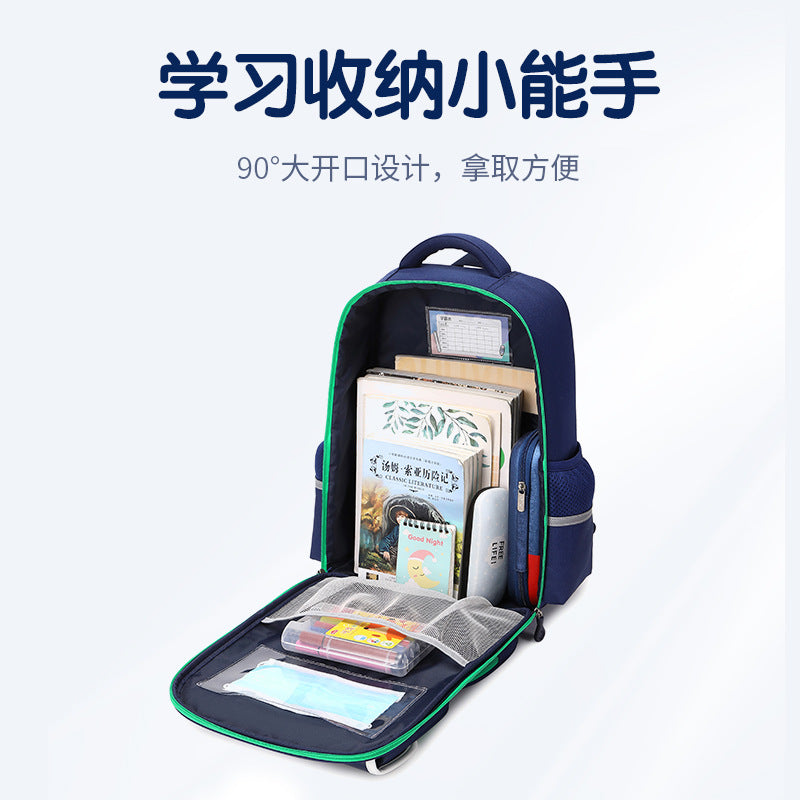 New primary school schoolbag, boys' first to fourth, fifth and sixth grades, boys and girls, lightweight spine protection and burden reduction, large-capacity backpack